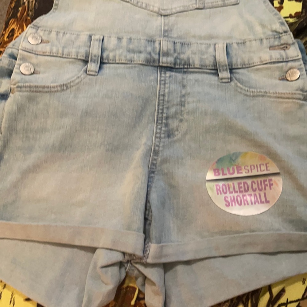 Light wash shorts overalls